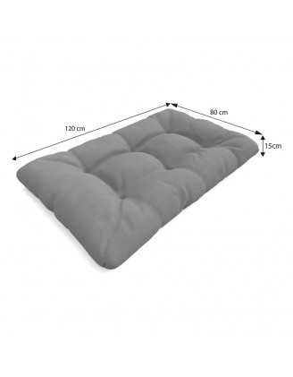 2er Set Palettenkissen - Sitzkissen 120x80 + Rückenkissen 120x40, Wasserabweisend, Gesteppt, Grau