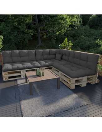 Palettenkissen Sitzkissen, Wasserabweisend, Gesteppt, 120x80x15, Anthrazit