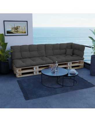 Palettenkissen Sitzkissen, Wasserabweisend, Gesteppt, 120x80x15, Anthrazit