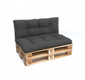2er Set Palettenkissen - Sitzkissen 120x80 + Rückenkissen 120x40, Wasserabweisend, Gesteppt, Anthrazit 2er Set Palettenkissen - Sitzkissen 120x80 + Rückenkissen 120x40, Wasserabweisend, Gesteppt, Anthrazit