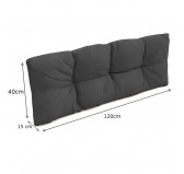 2er Set Palettenkissen - Sitzkissen 120x80 + Rückenkissen 120x40, Wasserabweisend, Gesteppt, Anthrazit 2er Set Palettenkissen - Sitzkissen 120x80 + Rückenkissen 120x40, Wasserabweisend, Gesteppt, Anthrazit