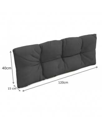 2er Set Palettenkissen - Sitzkissen 120x80 + Rückenkissen 120x40, Wasserabweisend, Gesteppt, Anthrazit
