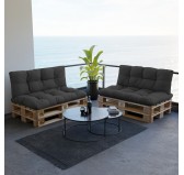 2er Set Palettenkissen - Sitzkissen 120x80 + Rückenkissen 120x40, Wasserabweisend, Gesteppt, Anthrazit 2er Set Palettenkissen - Sitzkissen 120x80 + Rückenkissen 120x40, Wasserabweisend, Gesteppt, Anthrazit