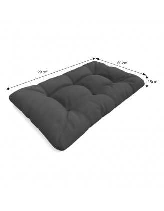 2er Set Palettenkissen - Sitzkissen 120x80 + Rückenkissen 120x40, Wasserabweisend, Gesteppt, Anthrazit