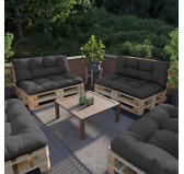2er Set Palettenkissen - Sitzkissen 120x80 + Rückenkissen 120x40, Wasserabweisend, Gesteppt, Anthrazit 2er Set Palettenkissen - Sitzkissen 120x80 + Rückenkissen 120x40, Wasserabweisend, Gesteppt, Anthrazit