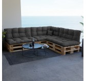 8er Set Palettenkissen - 3x Sitzkissen + 3x Rückenkissen + Seitenkissen + Dekokissen, Wasserabweisend, Gesteppt, Anthrazit 8er Set Palettenkissen - 3x Sitzkissen + 3x Rückenkissen + Seitenkissen + Dekokissen, Wasserabweisend, Gesteppt, Anthrazit