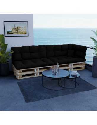 Palettenkissen Sitzkissen, Wasserabweisend, Gesteppt, 120x80x15, Schwarz