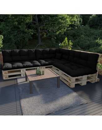 Palettenkissen Sitzkissen, Wasserabweisend, Gesteppt, 120x80x15, Schwarz