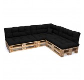 8er Set Palettenkissen - 3x Sitzkissen + 3x Rückenkissen + Seitenkissen + Dekokissen, Wasserabweisend, Gesteppt, Schwarz 8er Set Palettenkissen - 3x Sitzkissen + 3x Rückenkissen + Seitenkissen + Dekokissen, Wasserabweisend, Gesteppt, Schwarz