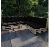 8er Set Palettenkissen - 3x Sitzkissen + 3x Rückenkissen + Seitenkissen + Dekokissen, Wasserabweisend, Gesteppt, Schwarz 8er Set Palettenkissen - 3x Sitzkissen + 3x Rückenkissen + Seitenkissen + Dekokissen, Wasserabweisend, Gesteppt, Schwarz