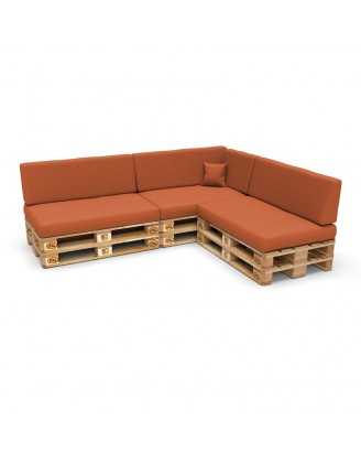 8er Set Palettenkissen - 3x Sitzkissen + 3x Rückenkissen + Seitenkissen + Dekokissen, Orange
