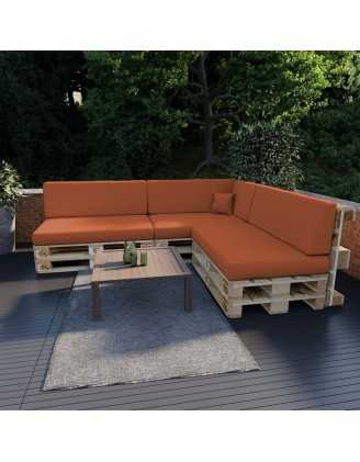 8er Set Palettenkissen - 3x Sitzkissen + 3x Rückenkissen + Seitenkissen + Dekokissen, Orange