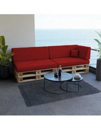 6er Set Palettenkissen - 2x Sitzkissen + 2x Rückenkissen + Seitenkissen + Dekokissen, Rot